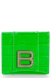 BALENCIAGA HOURGLASS CROC EMBOSSED LEATHER WALLET,6442231LR6Y