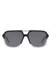 Dolce & Gabbana 58mm Polarized Square Sunglasses In Matte Black/ Grey