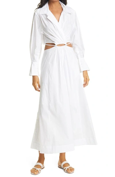 Jonathan Simkhai Alex Cutout Cotton-blend Poplin Midi Shirt Dress In White