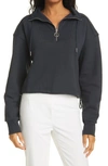 Jonathan Simkhai Standard Organic Cotton Quarter Zip Sweatshirt In Black