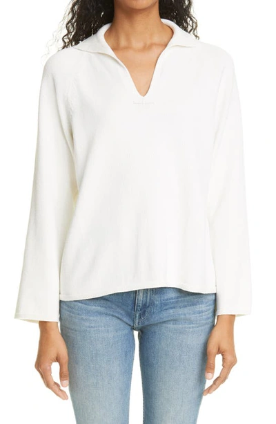 Lafayette 148 Ribbed Collar Silk-blend A-line Sweater In Cloud
