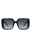 Dior Women's Square Sunglasses, 55mm In Blue Havana/ Blue