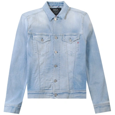 Replay Classic Denim Jacket Light Blue In Pink