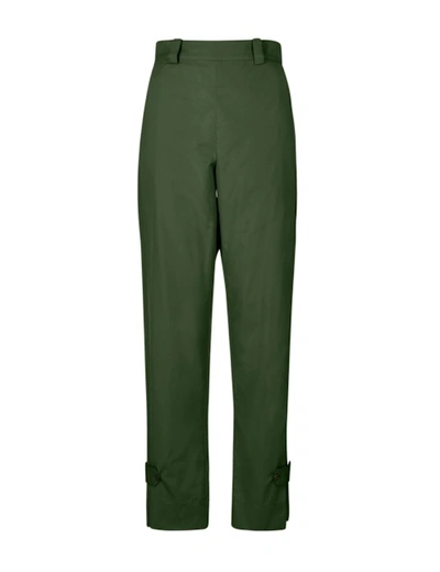 A-line Button Flap Wide Leg Trousers In Forest-green