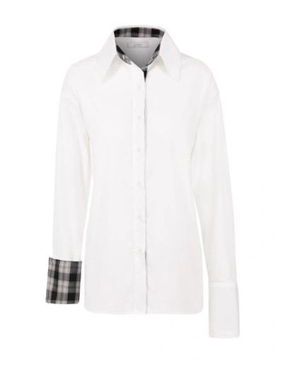 A-line Plaid Collar And Cuffs White Shirt