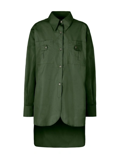 A-line Jungle Look Overshirt In Forest-green