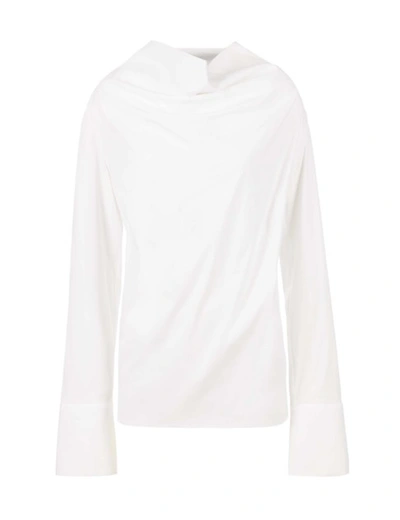 A-line Draped Neck Blouse In White