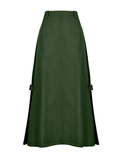A-line Button Flap  Skirt In Vintage-moss