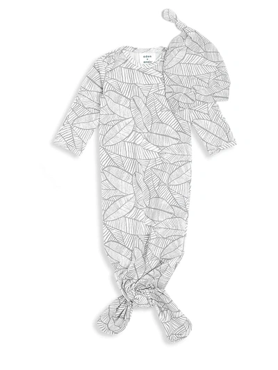 Aden + Anais Baby's 2-piece Comfort Knit Zebra-print Gown & Hat Set In Grey