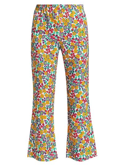 Marni Women's Floral Kick Flare Elastic Pants In Lily White