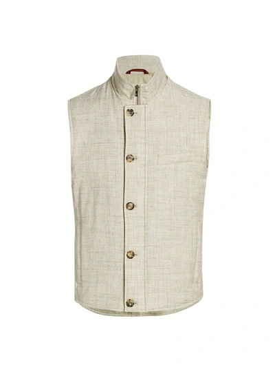 Isaia Summer Time Storm Vest In Open White