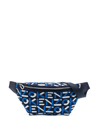 Kenzo Skuba Monogram-print Belt Bag In Blue