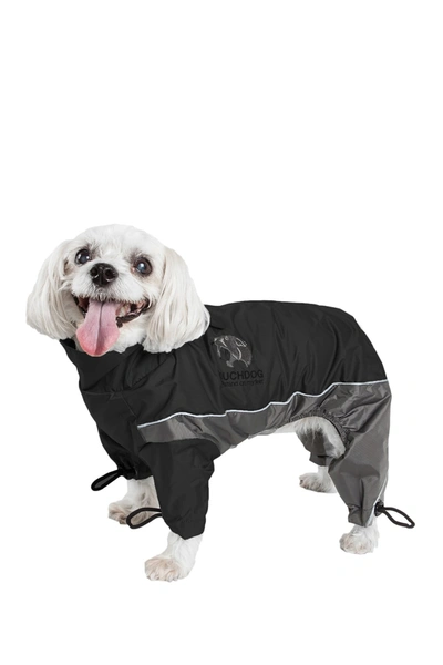 Touchdog Quantum-ice Full-bodied Adjustable And 3m Reflective Dog Jacket W/ Blackshark Technology In Black Grey