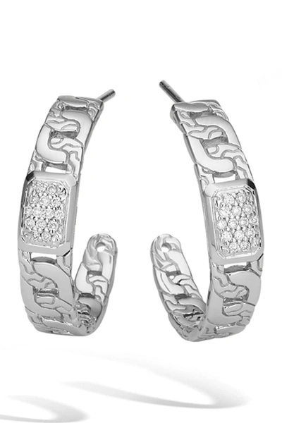 John Hardy Classic Chain Diamond Hoop Earrings