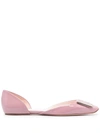 Roger Vivier Trompette Dorsay Patent Leather Ballets In Rose