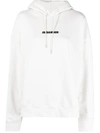 Jil Sander Logo Print Cotton Hoodie In White
