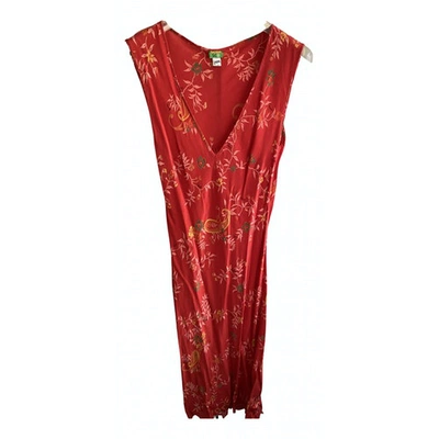 Pre-owned Tracy Feith Silk Mid-length Dress In Red