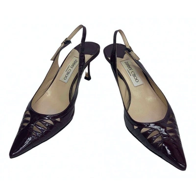 Pre-owned Jimmy Choo Patent Leather Heels In Burgundy