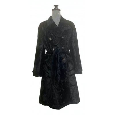 Pre-owned Versus Faux Fur Coat In Black