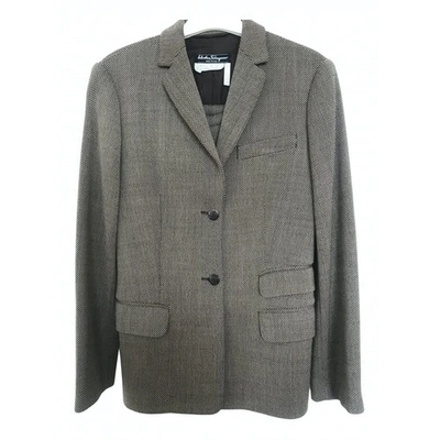 Pre-owned Ferragamo Wool Suit Jacket In Brown