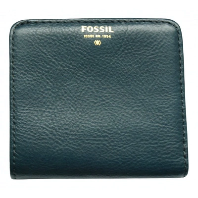 Pre-owned Fossil Leather Wallet In Blue