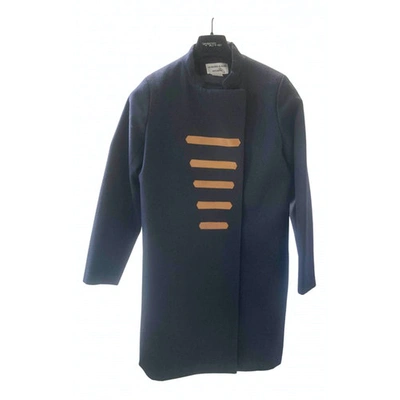 Pre-owned Les Prairies De Paris Wool Coat In Blue