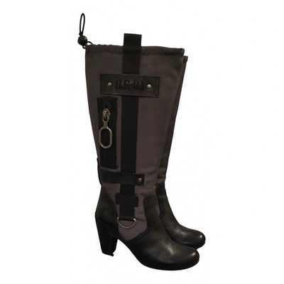 Pre-owned Replay Leather Riding Boots In Black