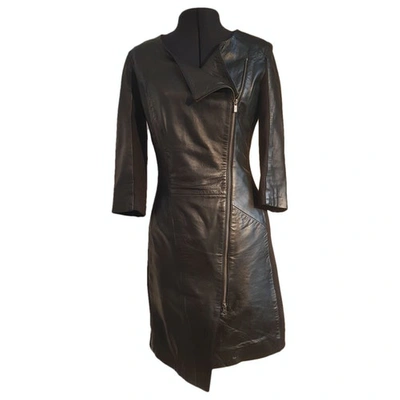 Pre-owned Goosecraft Leather Mid-length Dress In Black