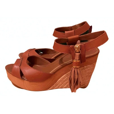Pre-owned Lauren Ralph Lauren Leather Sandals In Brown