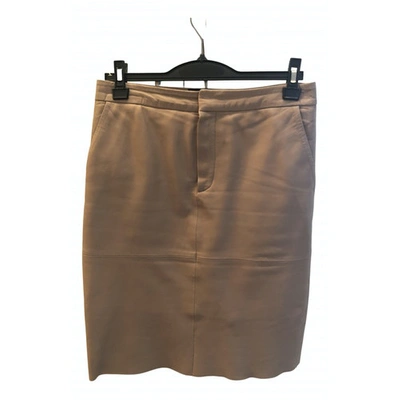 Pre-owned Designers Remix Leather Mid-length Skirt In Beige