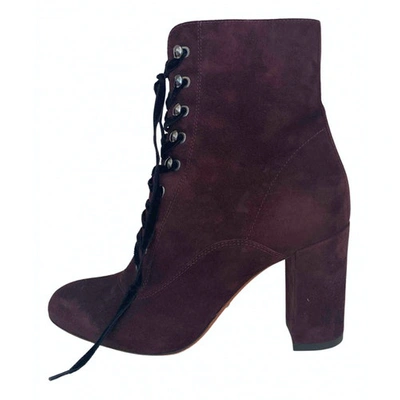 Pre-owned Santoni Ankle Boots In Burgundy