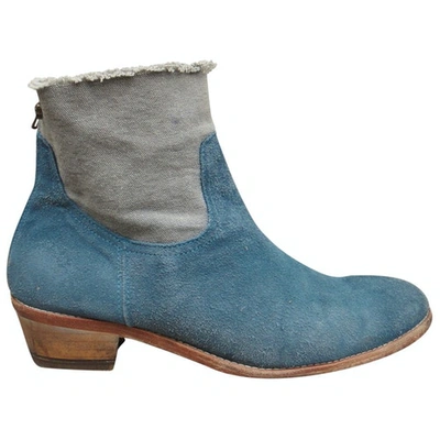 Pre-owned Zadig & Voltaire Teddy Ankle Boots In Blue