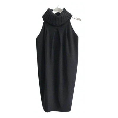Pre-owned Stefanel Wool Mid-length Dress In Black