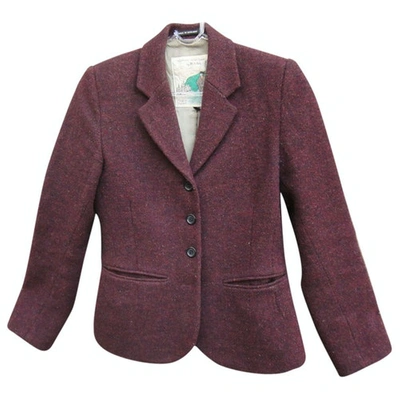 Pre-owned Jigsaw Tweed Short Vest In Burgundy