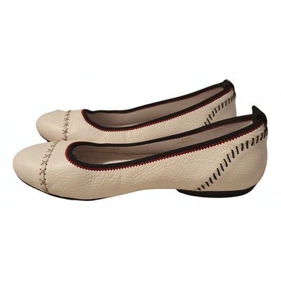 Pre-owned Hogan Leather Ballet Flats In White