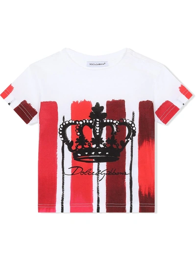 Dolce & Gabbana White T-shirt For Baby Kids With Crown