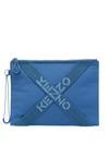 Kenzo X Logo Large Pouch In Blue