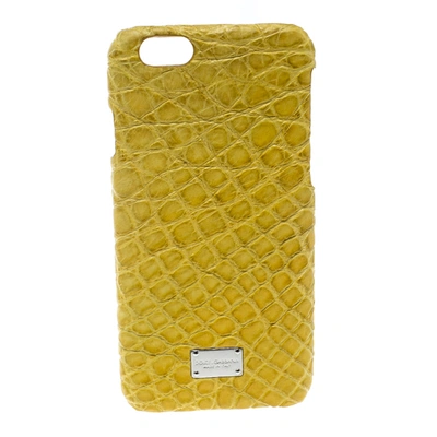 Pre-owned Dolce & Gabbana Yellow Croc Embossed Iphone 6/6s Case