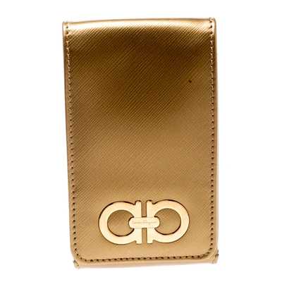 Pre-owned Ferragamo Gold Leather Iphone 4 Case