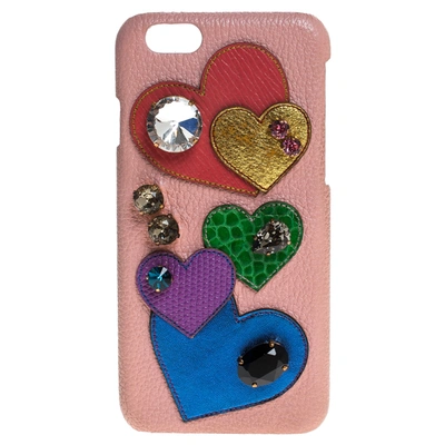 Pre-owned Dolce & Gabbana Multicolor Leather Heart Crystal Embellished Iphone 6s Case