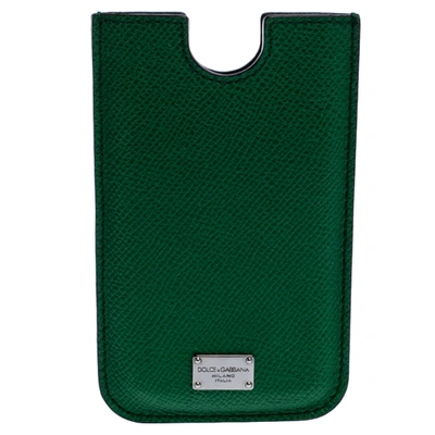Pre-owned Dolce & Gabbana Green Leather Iphone 4 Case