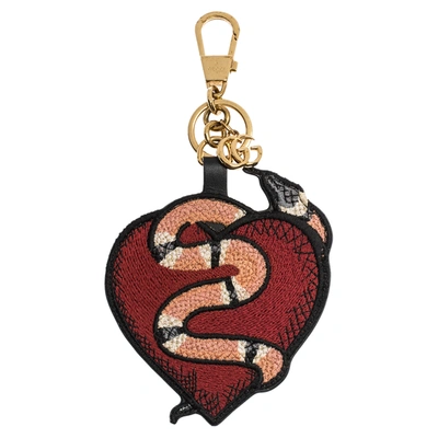 Pre-owned Gucci Red/peace Gg Supreme Canvas And Fabric Snake Bag Charm