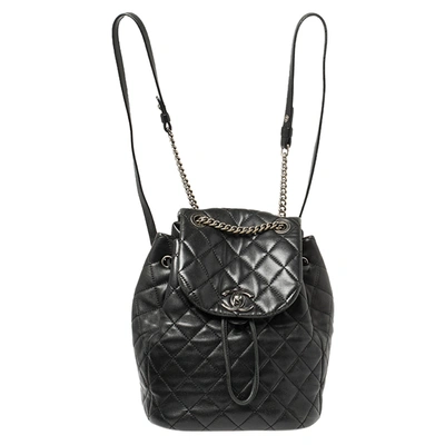 Pre-owned Chanel Black Quilted Lambskin Leather Daily Supple Backpack