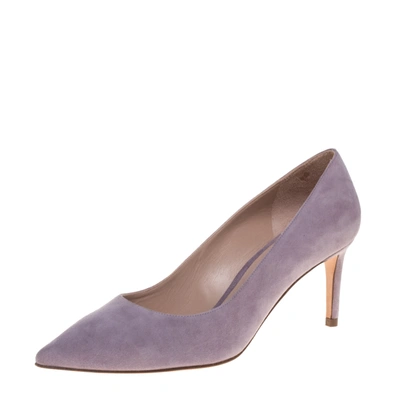 Pre-owned Stuart Weitzman Lilac Suede Pointed Toe Pumps Size 38 In Purple
