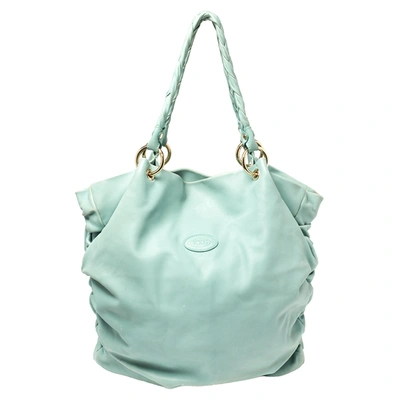 Pre-owned Tod's Green Pleated Leather Tote
