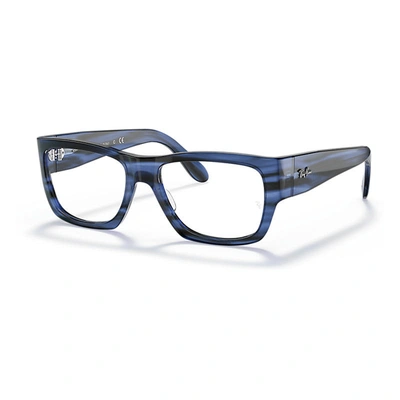 Ray Ban Nomad Optics Eyeglasses Striped Blue Frame Clear Lenses Polarized 52-17