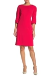 Nina Leonard Jewel Neck Tiered Sleeve Midi Dress In Cherry