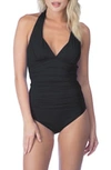 La Blanca Swimwear Island Goddess Halter Tankini Top In Black