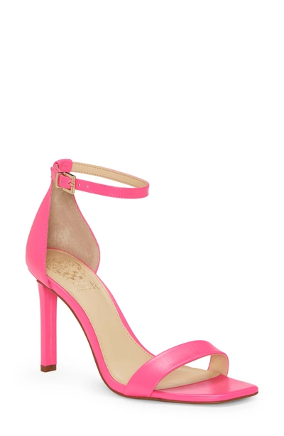 Vince Camuto Lauralie Leather Ankle Strap Sandal In Neon Fuchsia Leather