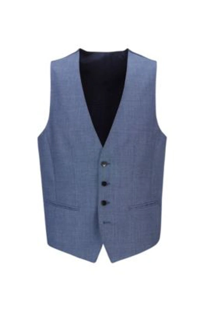 Hugo Boss - Slim Fit Waistcoat In A Patterned Virgin Wool Blend - Light Blue